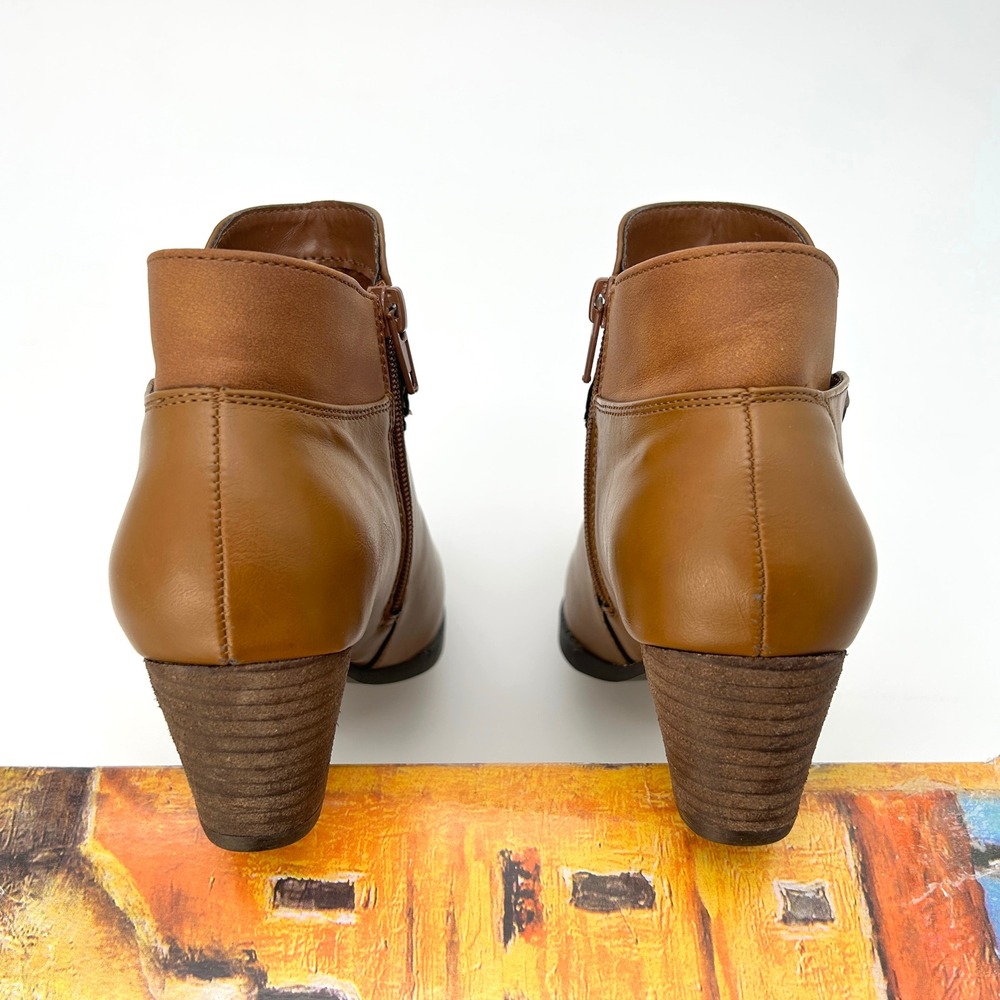 Womens Ankle Booties Bella Vita Audrina Size 6.5 Tan Block Heel Ankle Boots NEW - Picture 4 of 8